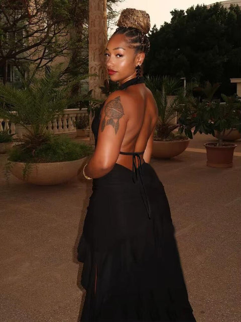Midnight Backless & Sleeveless Maxi Dress_3